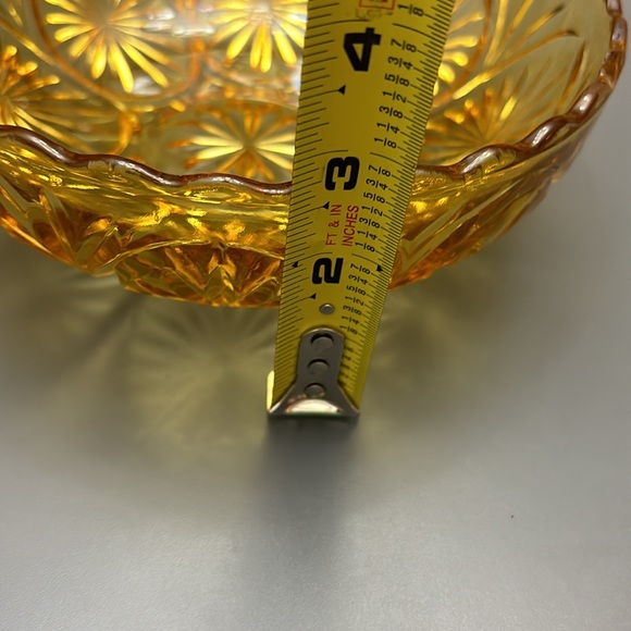 Vintage 1970s Amber Glass Bowl Anchor Hocking Candy Dish Honey Gold MCM Decor - Picture 7 of 8